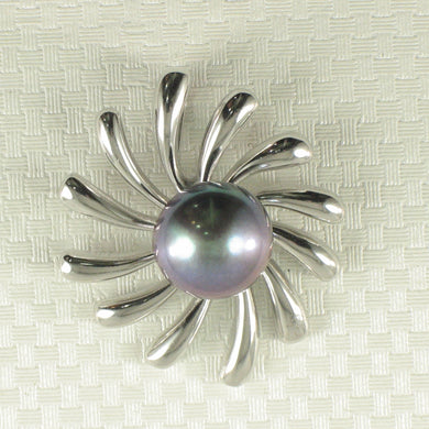 Sterling Silver 925 Sun Design Black Pearl Pendant