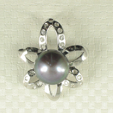Sterling Silver 925 CZ & Black Pearl Pendant