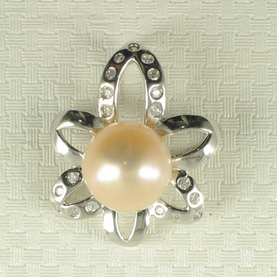 Sterling Silver 925 CZ & Peach Pearl Pendant