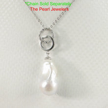 Load image into Gallery viewer, 9200172-Solid-Silver-.925-Twin-Ring-Cubic-Zirconia-Nucleated-Culture-Pearl-Pendant