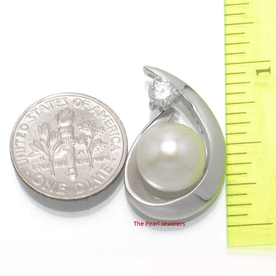 Sterling Silver 925 CZ & White Pearl Unique Pendant