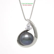 Load image into Gallery viewer, 9200211-Solid-Silver-925-Cubic-Zirconia-Black-Cultured-Pearl-Unique-Pendant