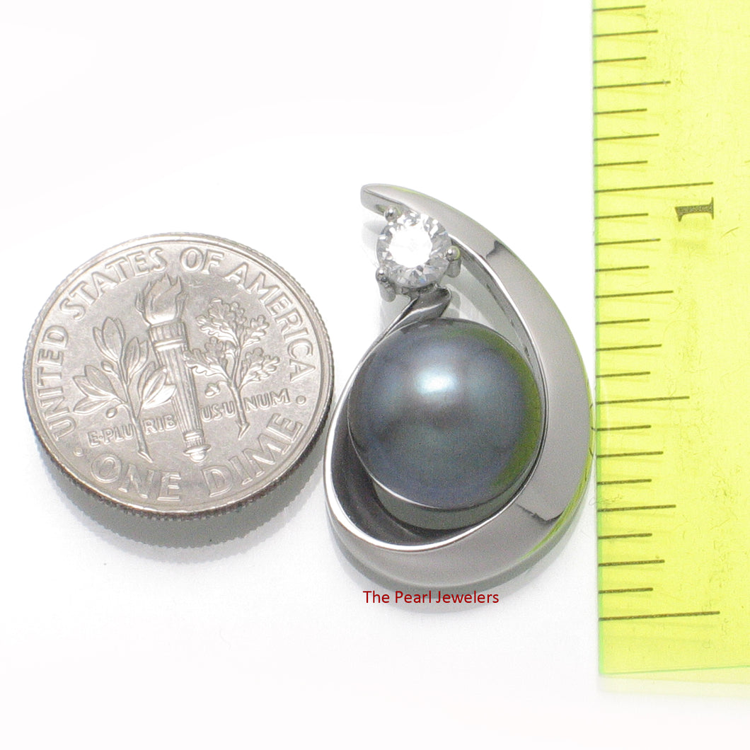 9200211-Solid-Silver-925-Cubic-Zirconia-Black-Cultured-Pearl-Unique-Pendant