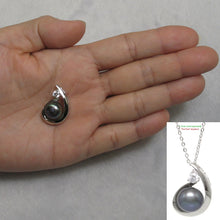 Load image into Gallery viewer, 9200211-Solid-Silver-925-Cubic-Zirconia-Black-Cultured-Pearl-Unique-Pendant