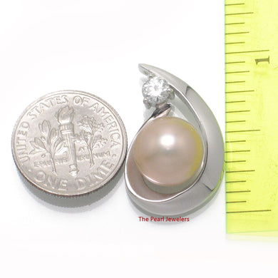 Sterling Silver 925 CZ & Pink Pearl Unique Pendant