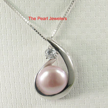 Load image into Gallery viewer, 9200214-Solid-Silver-925-Cubic-Zirconia-Lavender-Cultured-Pearl-Unique-Pendant