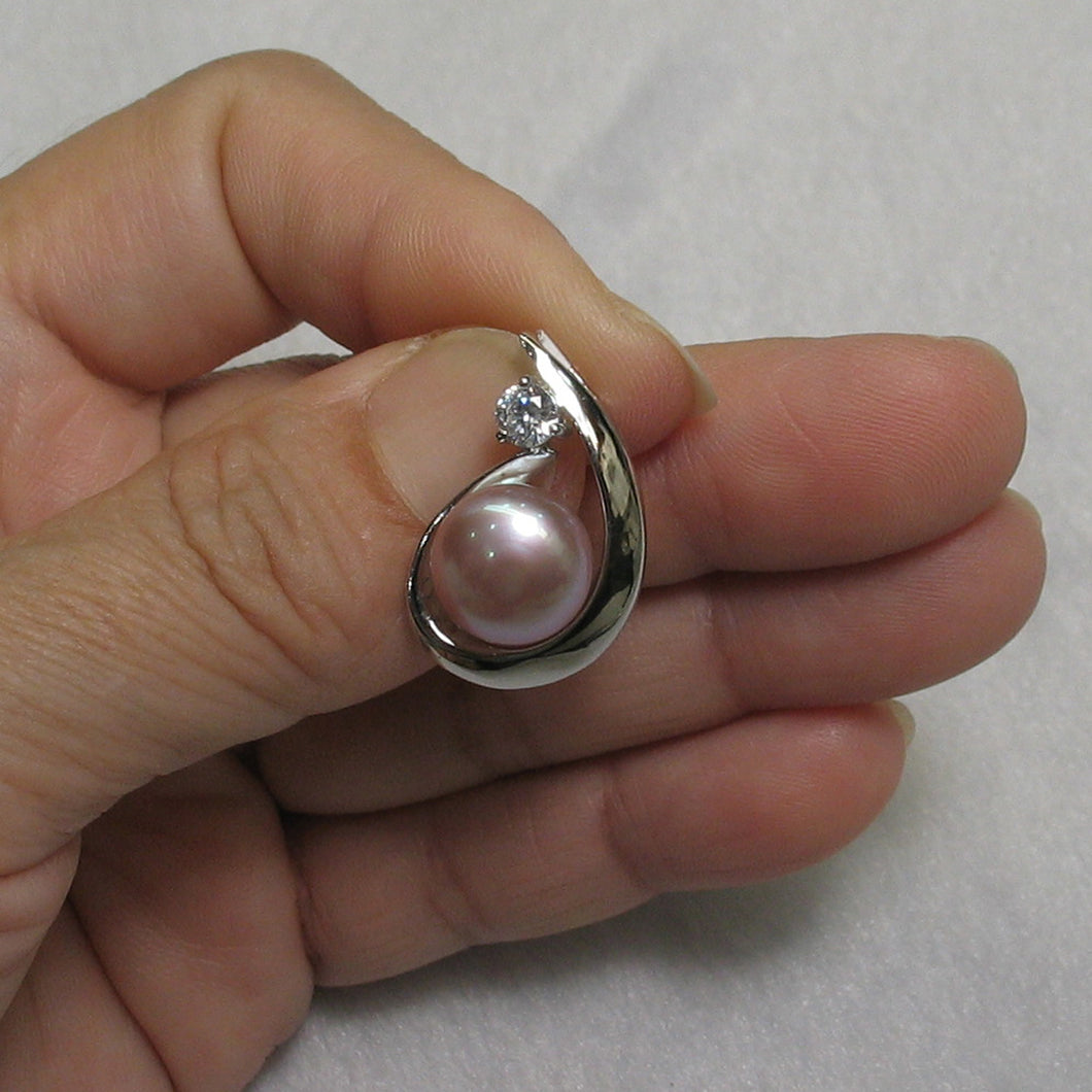 9200214-Solid-Silver-925-Cubic-Zirconia-Lavender-Cultured-Pearl-Unique-Pendant