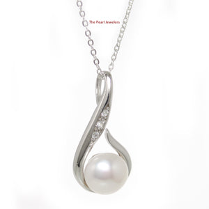 9200220-Solid-Silver-925-Fish-Hook-Cubic-Zirconia-White-Cultured-Pearl-Pendant