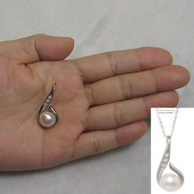 Load image into Gallery viewer, 9200220-Solid-Silver-925-Fish-Hook-Cubic-Zirconia-White-Cultured-Pearl-Pendant