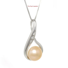 Load image into Gallery viewer, 9200222-Solid-Silver-925-Fish-Hook-Peach-Cultured-Pearl-Cubic-Zirconia-Pendant