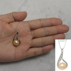 9200222-Solid-Silver-925-Fish-Hook-Peach-Cultured-Pearl-Cubic-Zirconia-Pendant