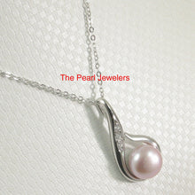 Load image into Gallery viewer, 9200224-Solid-Silver-925-Fish-Hook-Lavender-Cultured-Pearl-Cubic-Zirconia-Pendant