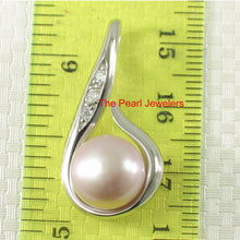 Load image into Gallery viewer, 9200224-Solid-Silver-925-Fish-Hook-Lavender-Cultured-Pearl-Cubic-Zirconia-Pendant