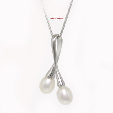 Sterling Silver 925 Twin Cherries White Pearl Pendant