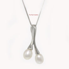 Load image into Gallery viewer, 9200300-Solid-Sterling-Silver-925-Twin-Cherries-Design-White-Cultured-Pearl-Pendant