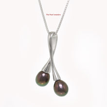 Load image into Gallery viewer, 9200301-Solid-Sterling-Silver-Twin-Cherries-Design-Peacock-Cultured-Pearl-Pendant