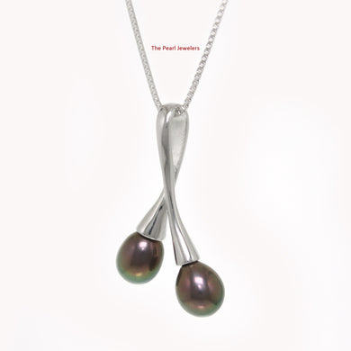 Sterling Silver 925 Twin Cherries Peacock Pearl Pendant