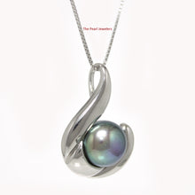 Load image into Gallery viewer, 9200411-Solid-Sterling-Silver-.925-Tradition-Hawaiian-Fish-Hook-Black-Pearl-Pendant