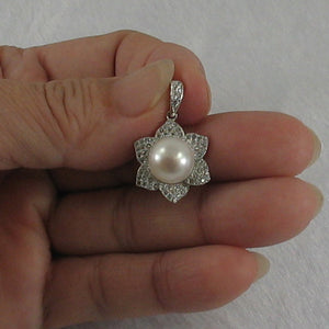 9200420-Beautiful-White-Cultured-Pearls-C.Z-Sterling-Silver-.925-Pendant