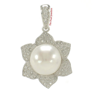 9200420-Beautiful-White-Cultured-Pearls-C.Z-Sterling-Silver-.925-Pendant