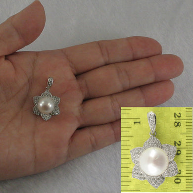 9200420-Beautiful-White-Cultured-Pearls-C.Z-Sterling-Silver-.925-Pendant