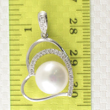 Load image into Gallery viewer, 9200430-Sterling-Silver-.925-Open-Heart-White-Cultured-Pearls-C.Z-Pendant