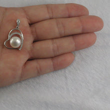 Load image into Gallery viewer, 9200430-Sterling-Silver-.925-Open-Heart-White-Cultured-Pearls-C.Z-Pendant