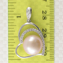 Load image into Gallery viewer, 9200432-Sterling-Silver-.925-Open-Heart-Romantic-Pink-Cultured-Pearls-C.Z-Pendant