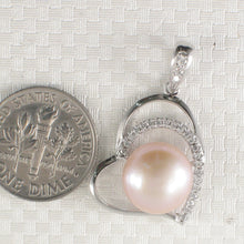 Load image into Gallery viewer, 9200432-Sterling-Silver-.925-Open-Heart-Romantic-Pink-Cultured-Pearls-C.Z-Pendant