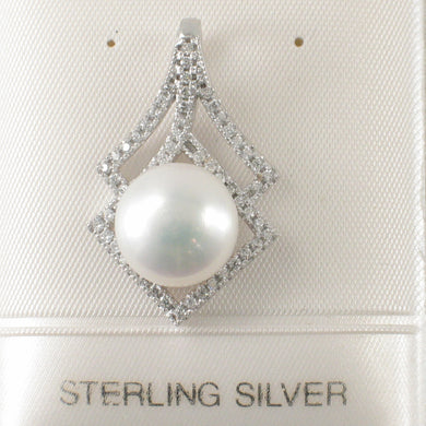 Sterling Silver 925 White Pearl & CZ Pendant