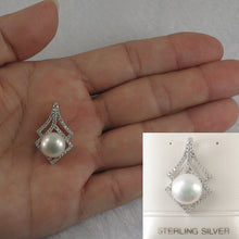 Load image into Gallery viewer, 9200440-Beautiful-White-Cultured-Pearl-Sterling-Silver-Cubic-Zirconia-Pendant
