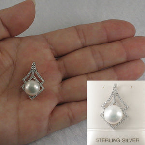 9200440-Beautiful-White-Cultured-Pearl-Sterling-Silver-Cubic-Zirconia-Pendant