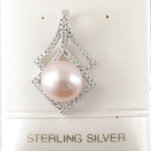 Load image into Gallery viewer, 9200442-Beautiful-Pink-Cultured-Pearl-Sterling-Silver-Cubic-Zirconia-Pendant