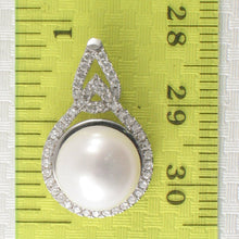 Load image into Gallery viewer, 9200450-Beautiful-Sterling-Silver-Cubic-Zirconia-White-Cultured-Pearl-Pendant