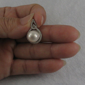 9200450-Beautiful-Sterling-Silver-Cubic-Zirconia-White-Cultured-Pearl-Pendant