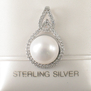 9200450-Beautiful-Sterling-Silver-Cubic-Zirconia-White-Cultured-Pearl-Pendant