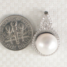 Load image into Gallery viewer, 9200450-Beautiful-Sterling-Silver-Cubic-Zirconia-White-Cultured-Pearl-Pendant