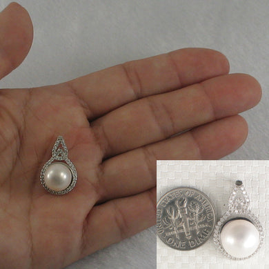 9200450-Beautiful-Sterling-Silver-Cubic-Zirconia-White-Cultured-Pearl-Pendant