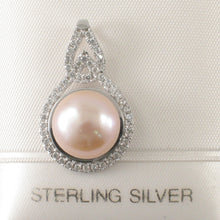 Load image into Gallery viewer, 9200452-Beautiful-Sterling-Silver-Cubic-Zirconia-Pink-Cultured-Pearl-Pendant