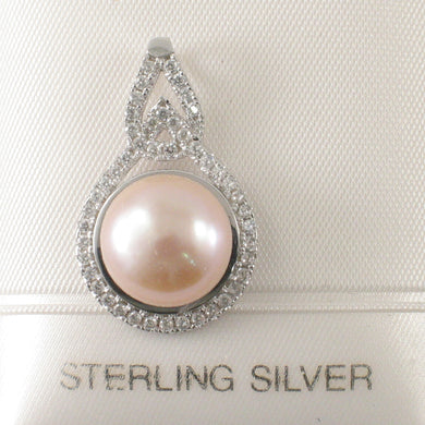 Sterling Silver 925 Pink Pearl & CZ Pendant