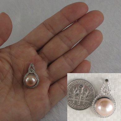 9200452-Beautiful-Sterling-Silver-Cubic-Zirconia-Pink-Cultured-Pearl-Pendant