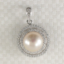 Load image into Gallery viewer, 9200462-Sterling-Silver-.925-Beautiful-Pink-Cultured-Pearls-Cubic-Zirconia-Pendant