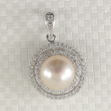 Sterling Silver 925 Pink Pearl & CZ Pendant