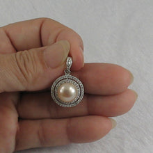 Load image into Gallery viewer, 9200462-Sterling-Silver-.925-Beautiful-Pink-Cultured-Pearls-Cubic-Zirconia-Pendant