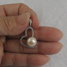 Load image into Gallery viewer, 9200470-Beautiful-White-Cultured-Pearls-Cubic-Zirconia-Silver-925-Open-Heart-Pendant