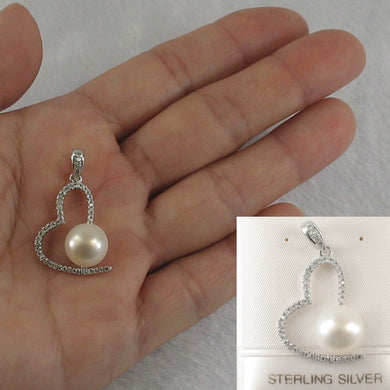9200470-Beautiful-White-Cultured-Pearls-Cubic-Zirconia-Silver-925-Open-Heart-Pendant