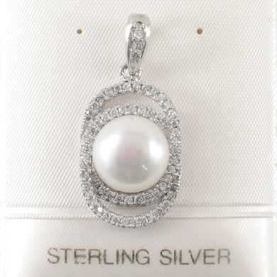 Sterling Silver 925 White Pearl & CZ Pendant