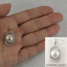 Load image into Gallery viewer, 9200480-Beautiful-White-Cultured-Pearl-925-Sterling-Silver-Cubic-Zirconia-Pendant
