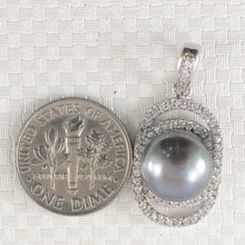 Load image into Gallery viewer, 9200481-Beautiful-Black-Cultured-Pearl-925-Sterling-Silver-Cubic-Zirconia-Pendant
