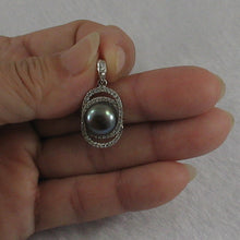 Load image into Gallery viewer, 9200481-Beautiful-Black-Cultured-Pearl-925-Sterling-Silver-Cubic-Zirconia-Pendant